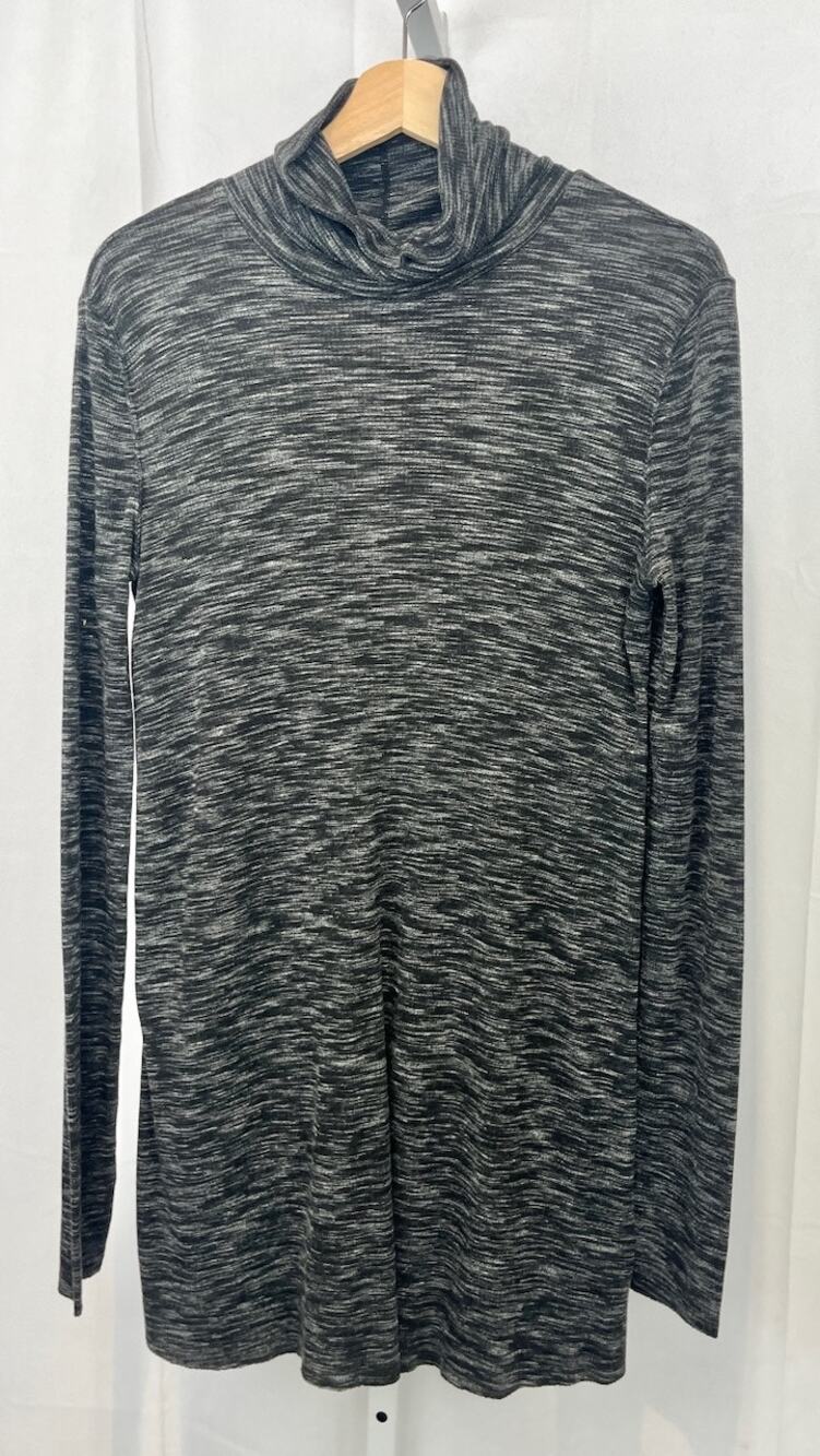 WE THE FREE People Stone Cold Turtleneck Tunic Top Split Back Marled Gray M